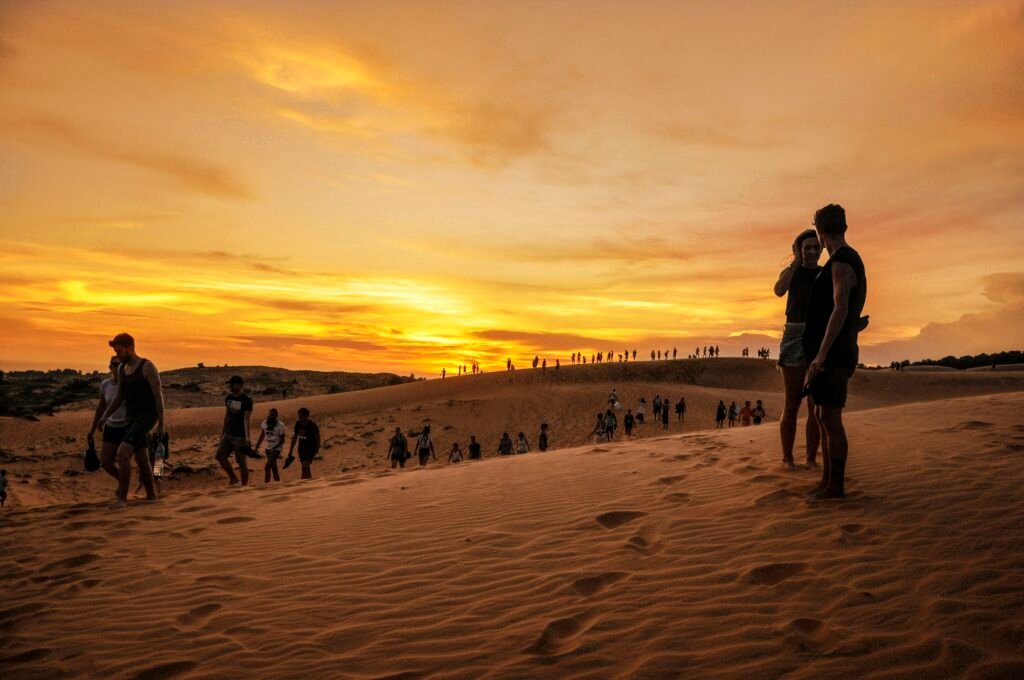Coucher de soleil sur les dunes