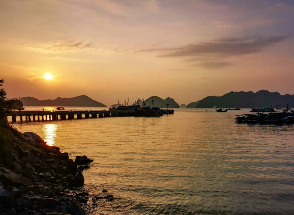 Coucher de soleil sur la baie